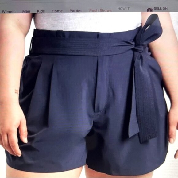 NEW ATHLETA Women's Skyline Shorts II Decorative Tie navy Blue Size 22 feather - Picture 2 of 5